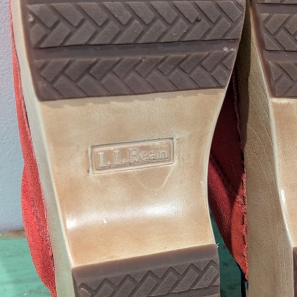 L.L. Bean Mules Womens Size 8M Red/Pink Anchor Nautical Suede Slip On Clog Shoes - Picture 8 of 11